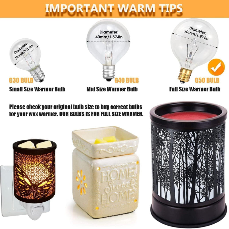 6 Packs- 25 Watt Wax Warmer Bulbs-Light Bulbs for Full Size Scentsy Warmer, 