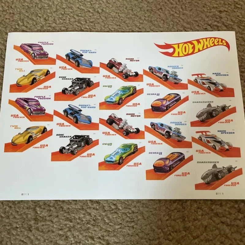 USPS Hot Wheels 50th Anniversary - Sheet of 20 First Class Forever Stamps