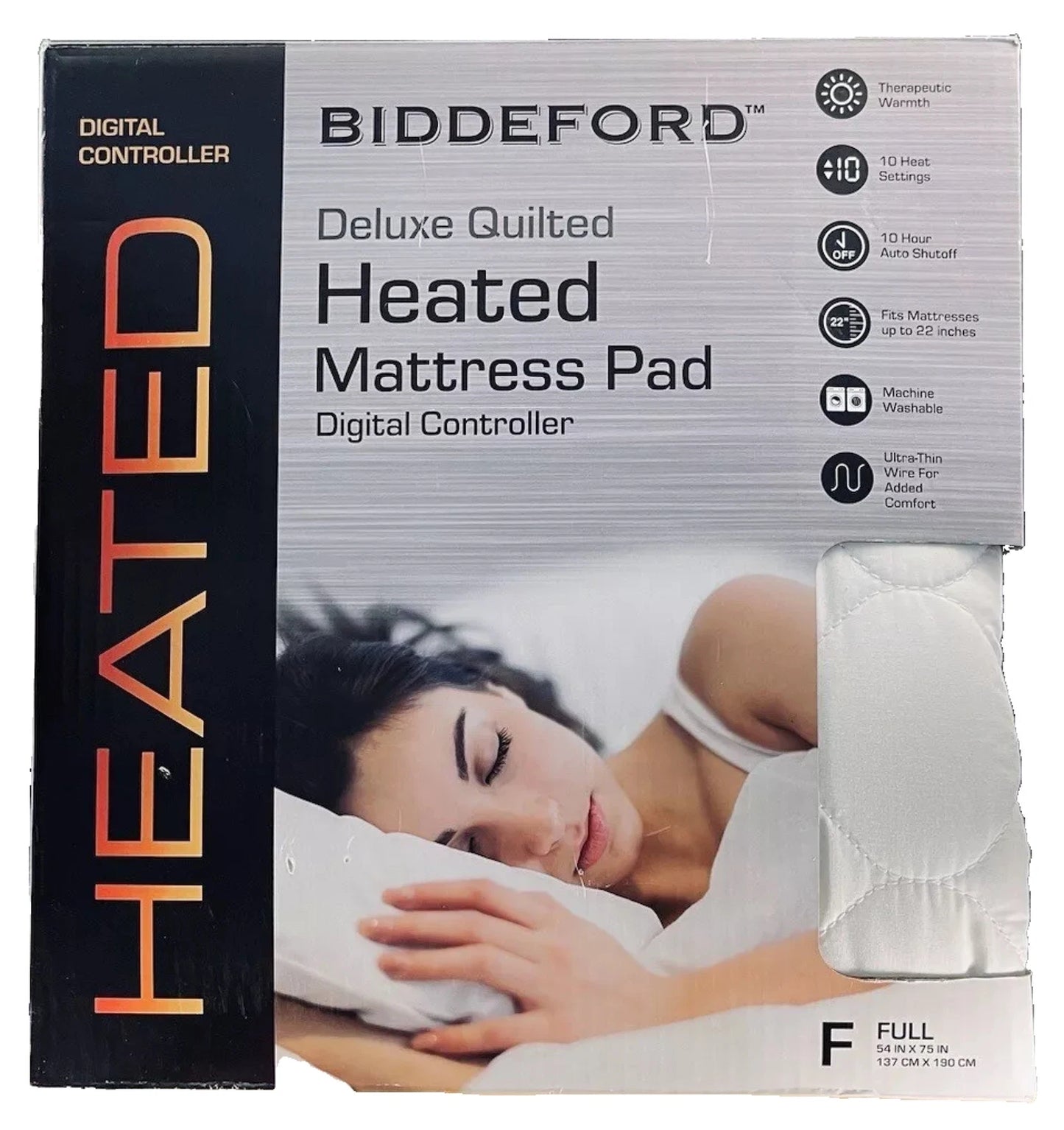 BIDDEFORD Deluxe Quilted Heated Mattress Pad Digital Controller, Size Full Bed