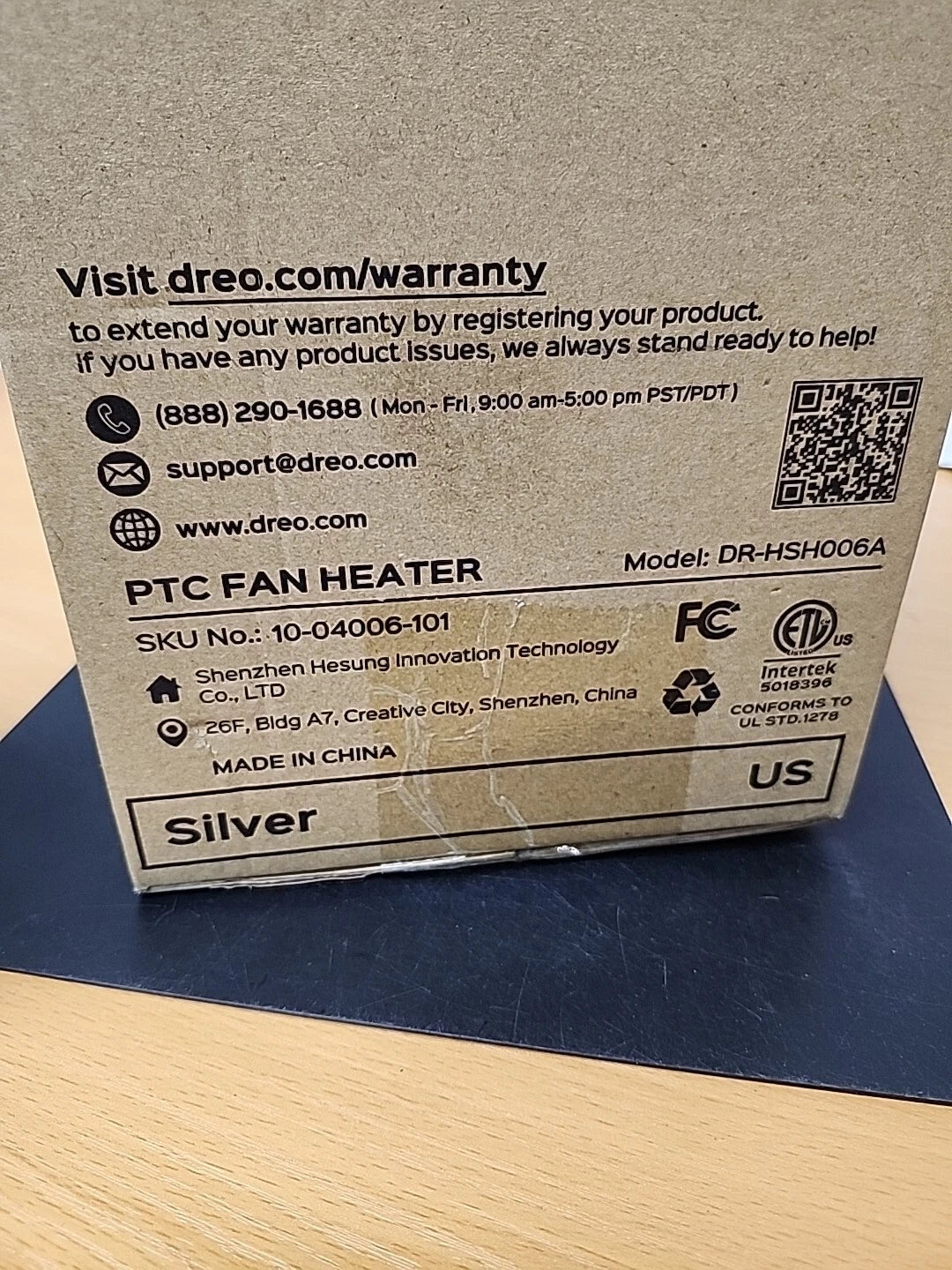 DREO PTC Fan Heater DR-HSH006A – 1500W Personal Space Heater Open Box