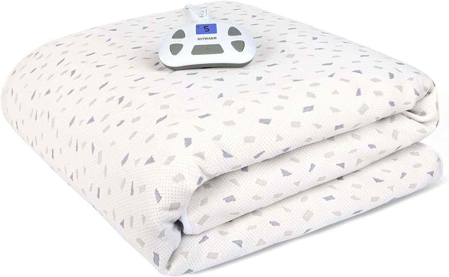 BSTWARM Heated Mattress Pad, Electric Bed Warmer, Mattress Cover with 8-21" Deep Pocket, 10 Heat Settings, 1-12 Hours Timed Off, Machine Washable - Queen 60''X80'', Dual Control