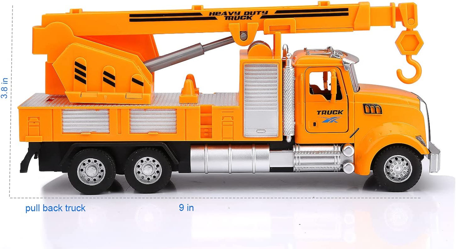 Crane Truck Metal Toy Trucks with Lights and Sounds Construction Toys for Boys Kids Ages 3 and Up