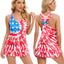 Womens Patriotic American Flag Print Summer Sexy Sleeveless T-Shirts Tank Top