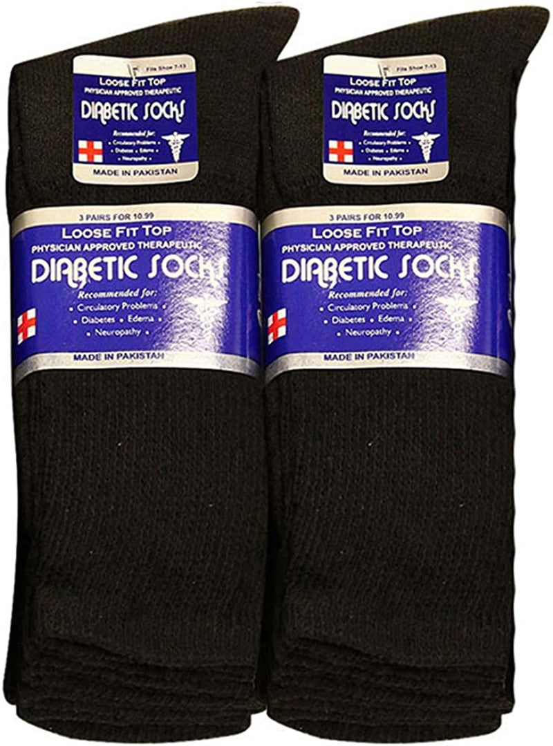 Physicians Approved Diabetic Socks Crew Unisex 3, 6 or 12-Pack