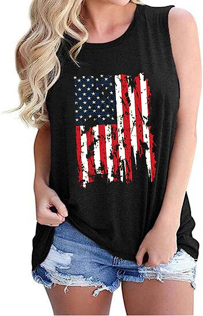 American Flag Tank Tops Women Patriotic Shirt 4th of July Top Stars Stripes Print Sleeveless T-Shirt USA Flag Tee Tops