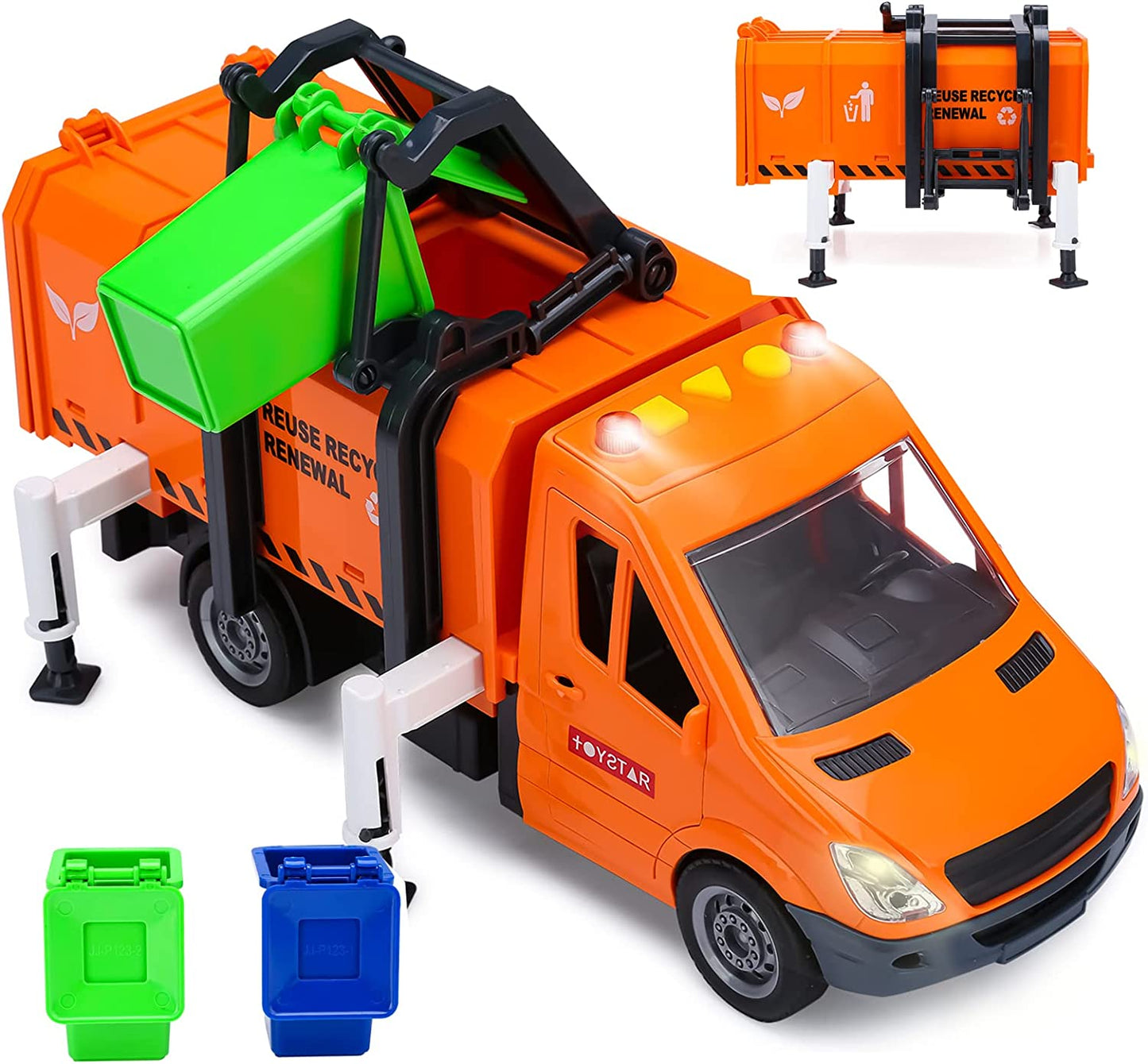 Garbage Truck Toys Alloy Diecast Cars Trash Truck Wiht Light and Sound Recycled Trucks Toy for Boys Age 3,4,5,6,7 (1PC) (Garbage Truck)