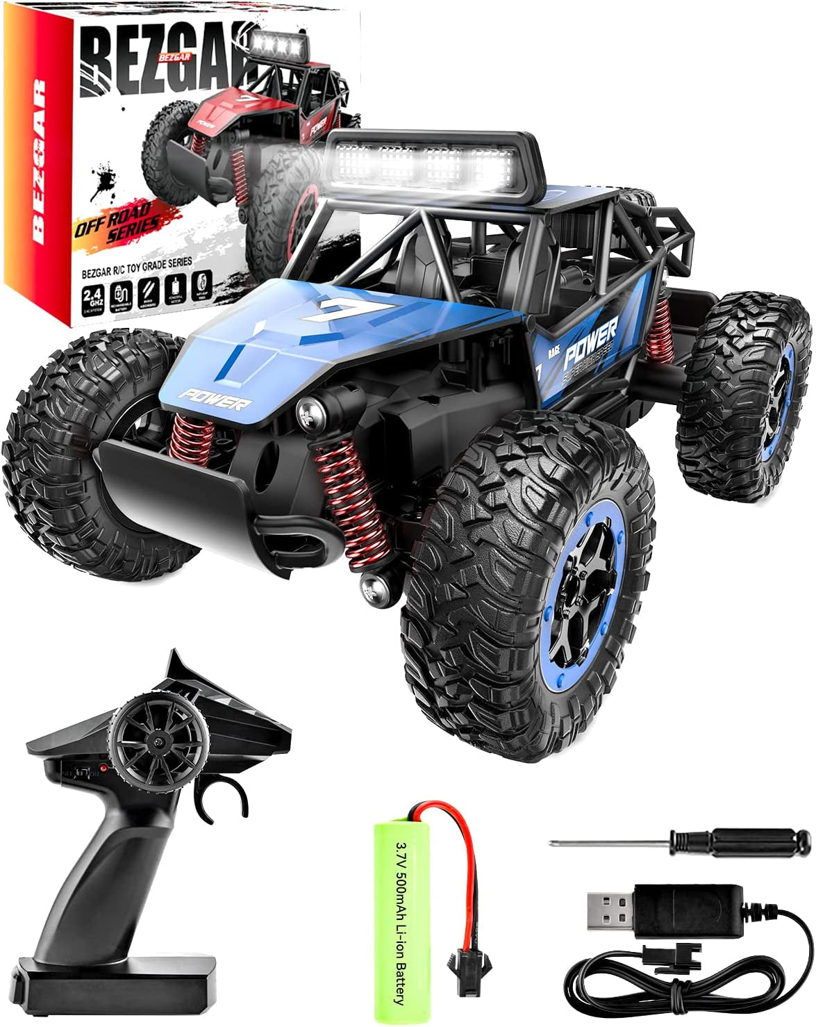 BZ TB141 RC Cars-1:14 Scale Remote Control Car, 2WD High Speed 20 Km/H All Terrains Electric Toy off Road RC Car Vehicle Truck Crawler with Two Rechargeable Batteries