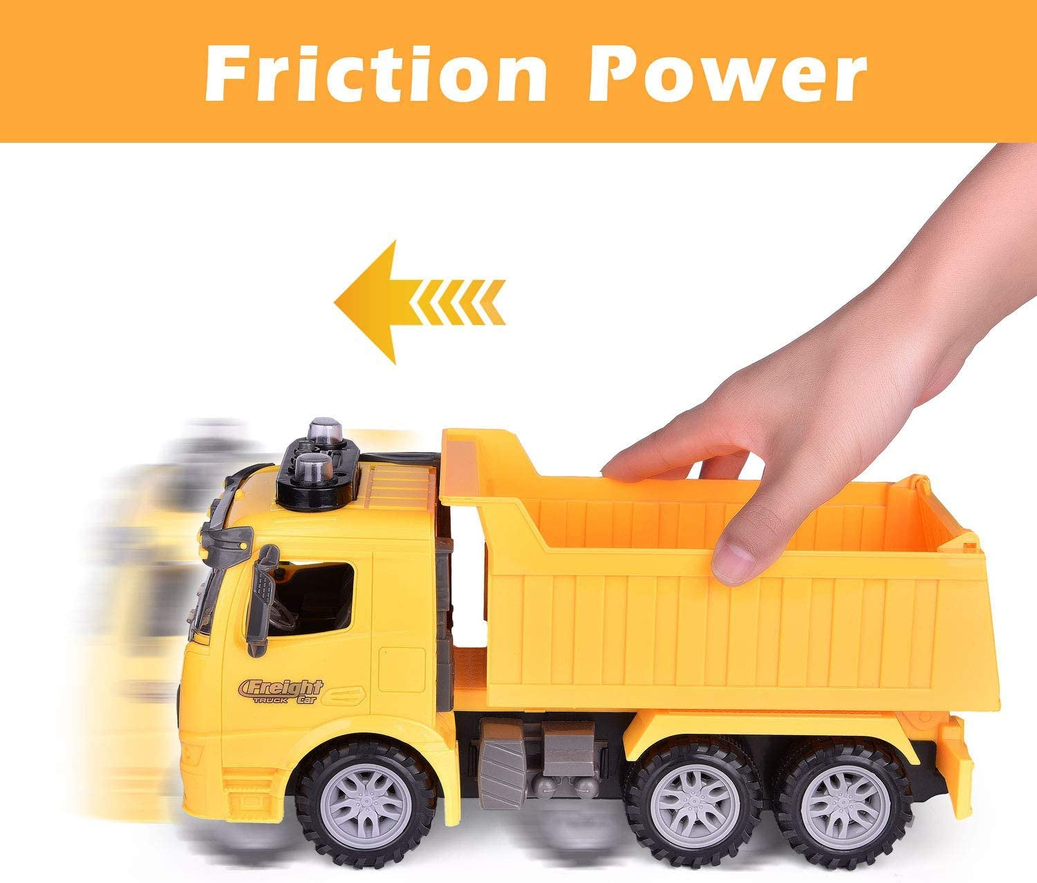 Construction Truck Toys with Street Signs, Friction Powered Dump Truck Toy with Sound & Light, Construction Toy Vehicle, Toy Trucks for Boys Age 2,3,4,5