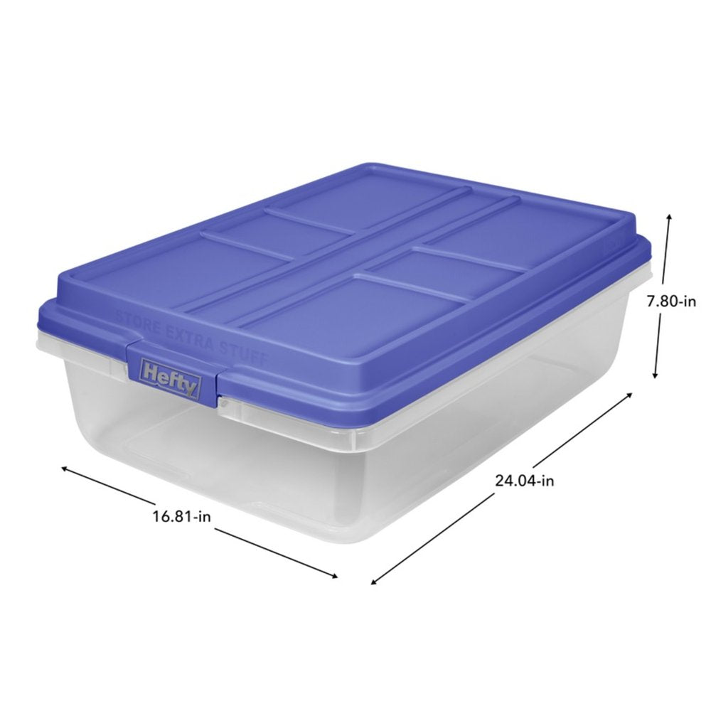 Hefty 40 Qt. Clear Storage Bin with Blue HI-RISE Lid