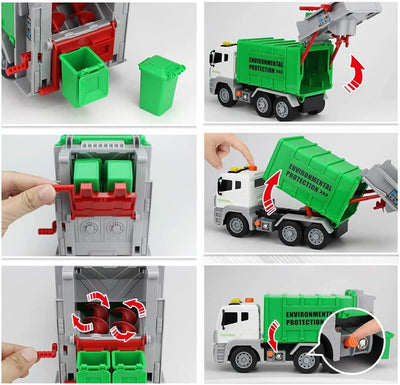 Garbage Truck Toys for Boys & Girls - Trash Truck Toys with Lights & Sounds Includes 4 Toy Garbage Cans, 40 Garbage Recycling Sorting Cards. Educational Toys for Toddlers & Kids Ages 3 4 5 6+