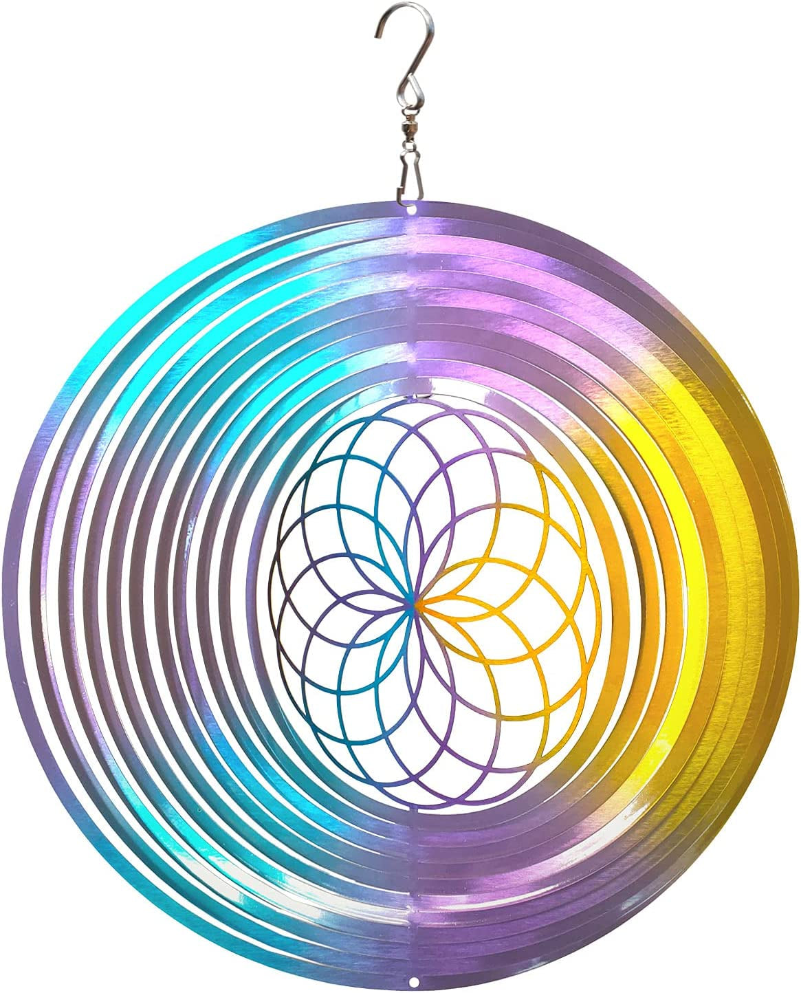  Tree of Life 6inch 3D Stainless Steel Laser Cut Metal Art Geometric Pattern Worth Gift - Hanging Wind Spinner Kinetic Yard Art Decorations - Indoor/Outdoor Décor