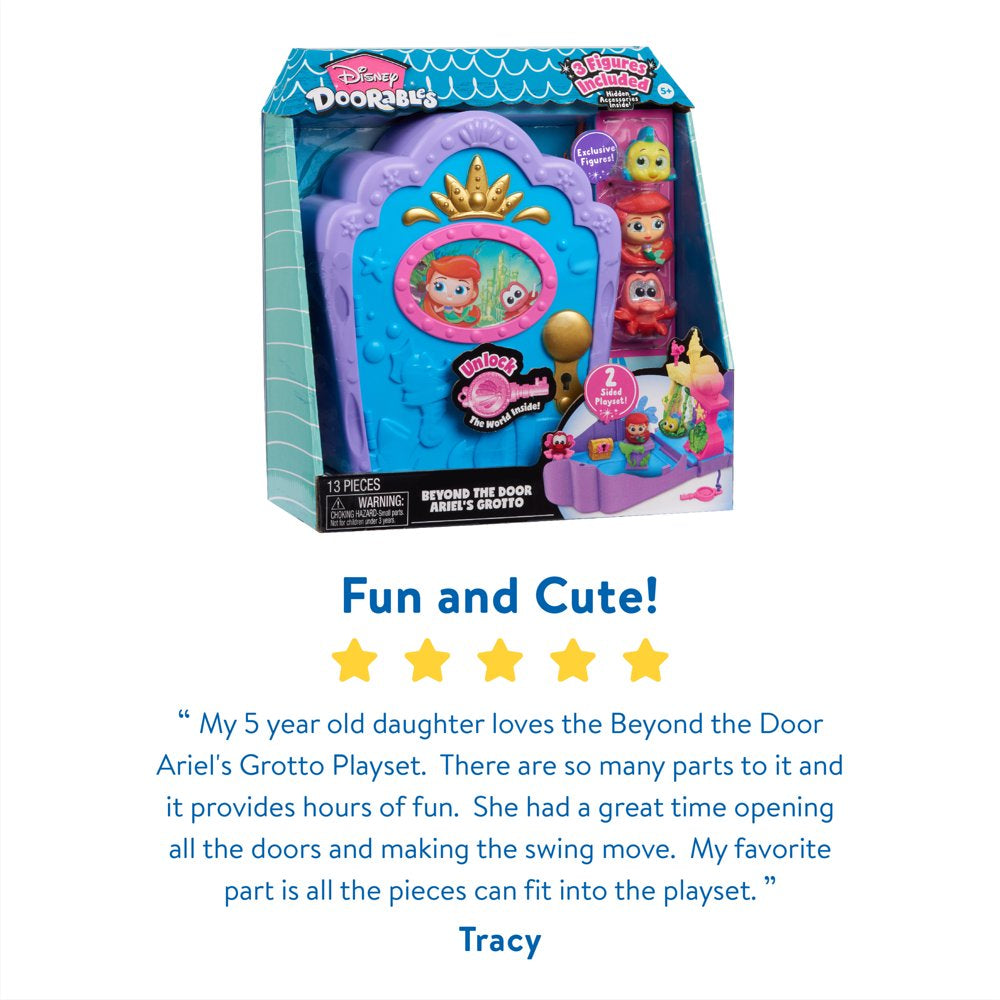 Disney Doorables beyond the Door Ariel’S Grotto Playset, Includes 3 Exclusive Disney the Little Mermaid Figures, 8 Accessories, and 1 Key, Kids Toys for Ages 5 Up