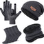 Winter Beanie Hat Scarf and Gloves Set, Warm Fleece Lined Knit Cap Neck Warmer Socks Touch Screen Gloves Set for Men & Women