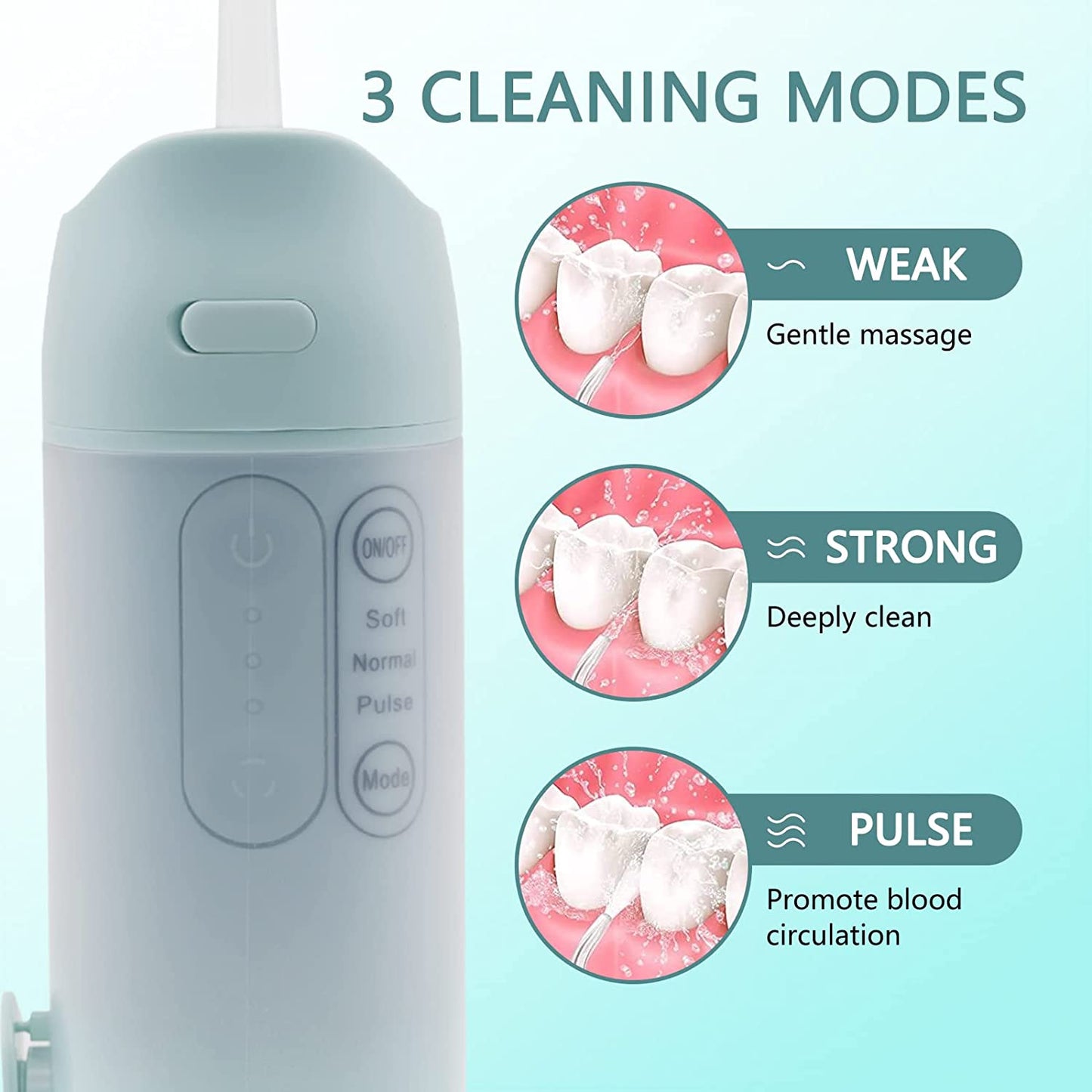 Cordless Water Flosser, Dental Oral Irrigator, Professional 300ML Water Teeth Cleaner 3 Modes with 4 Replaceable Jet Tips & Detachable Water Tank for Home Travel Braces Bridges Care IPX7