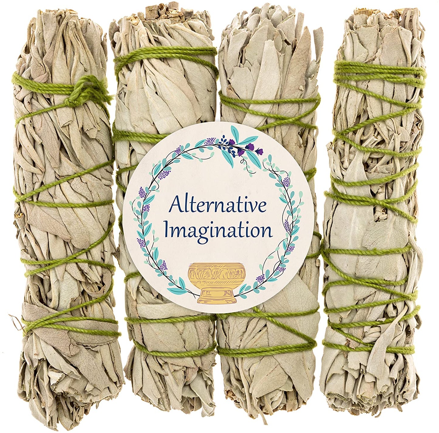 Alternative Imagination White Sage Bundles for Smudging, 3 Pk of 4" Bundles