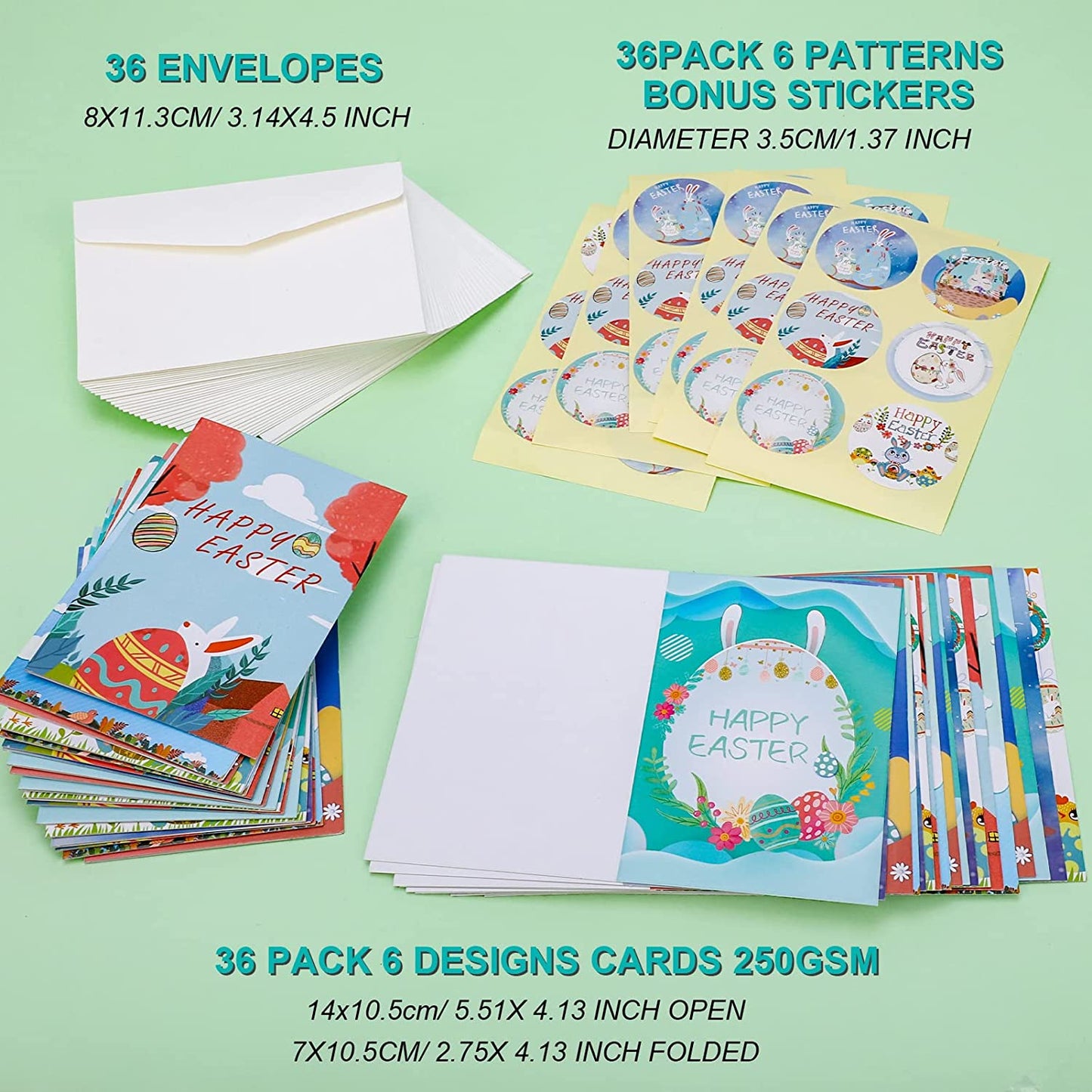 36pack Easter Cards with Envelopes 