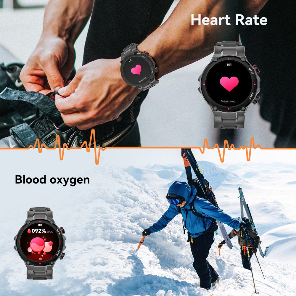  Military Smart Watch /Bluetooth Call /Waterproof/ Multiple Sports Modes /Pedometer/ Heart Rate/ Blood Oxygen Monitoring for Android /Apple Phone 