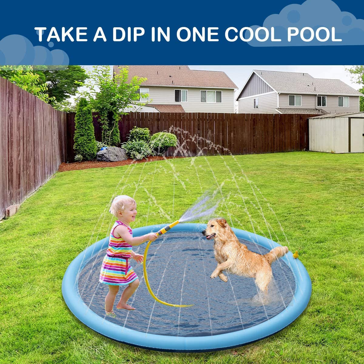 Pet Soft Splash Sprinkler Pad - Thickened Dog Splash Sprinkler Pad for Puppies Durable Pet Swimming Bathtub Pool, Summer Fun Water Toys for Dogs