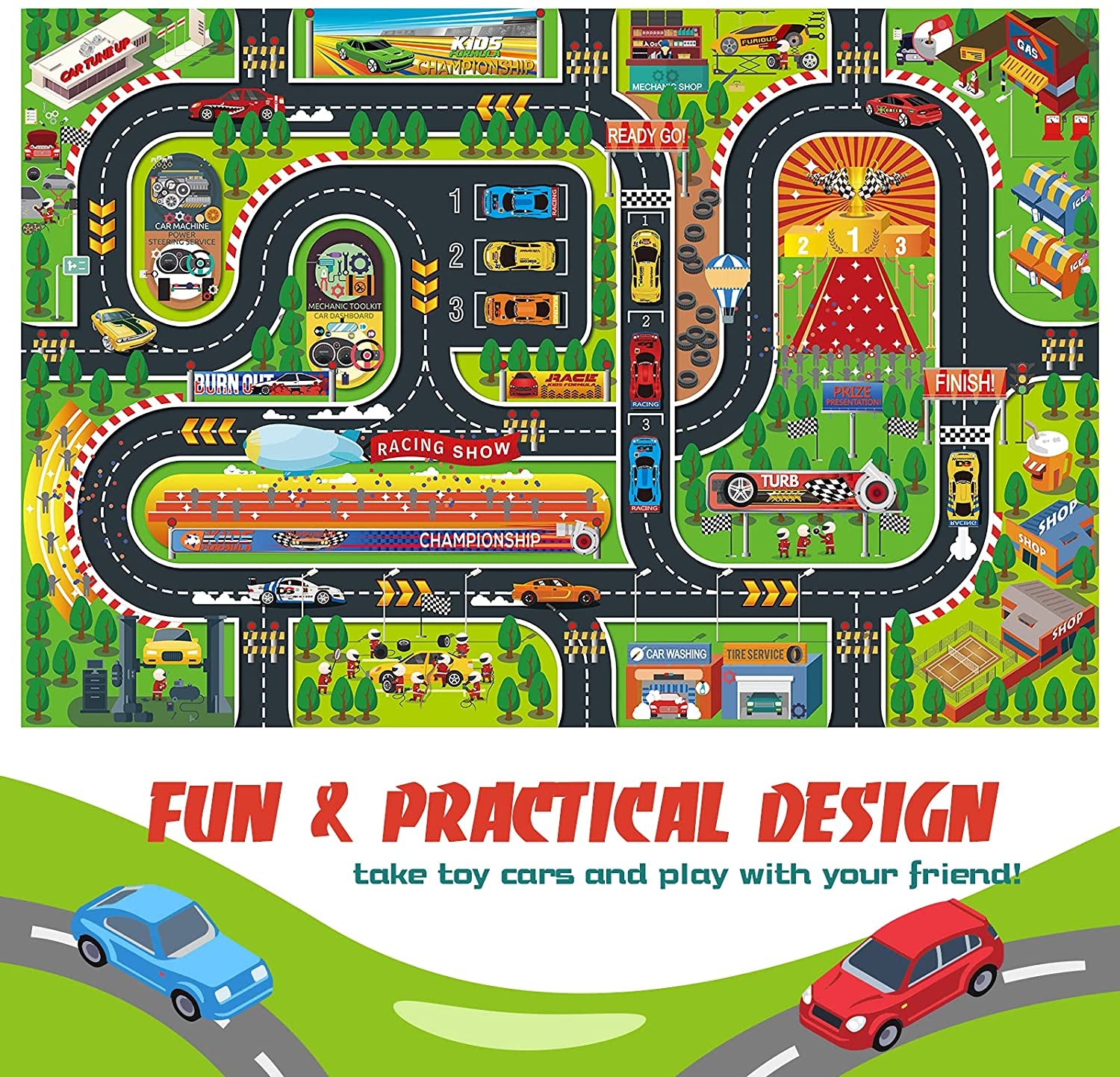 Kids Dream Mat Modern City Toy Activity Playmat, Parent-Child Interaction Game Map Rug, Ideal Children'S Educational Road Traffic City Life Pretend Play 552-C