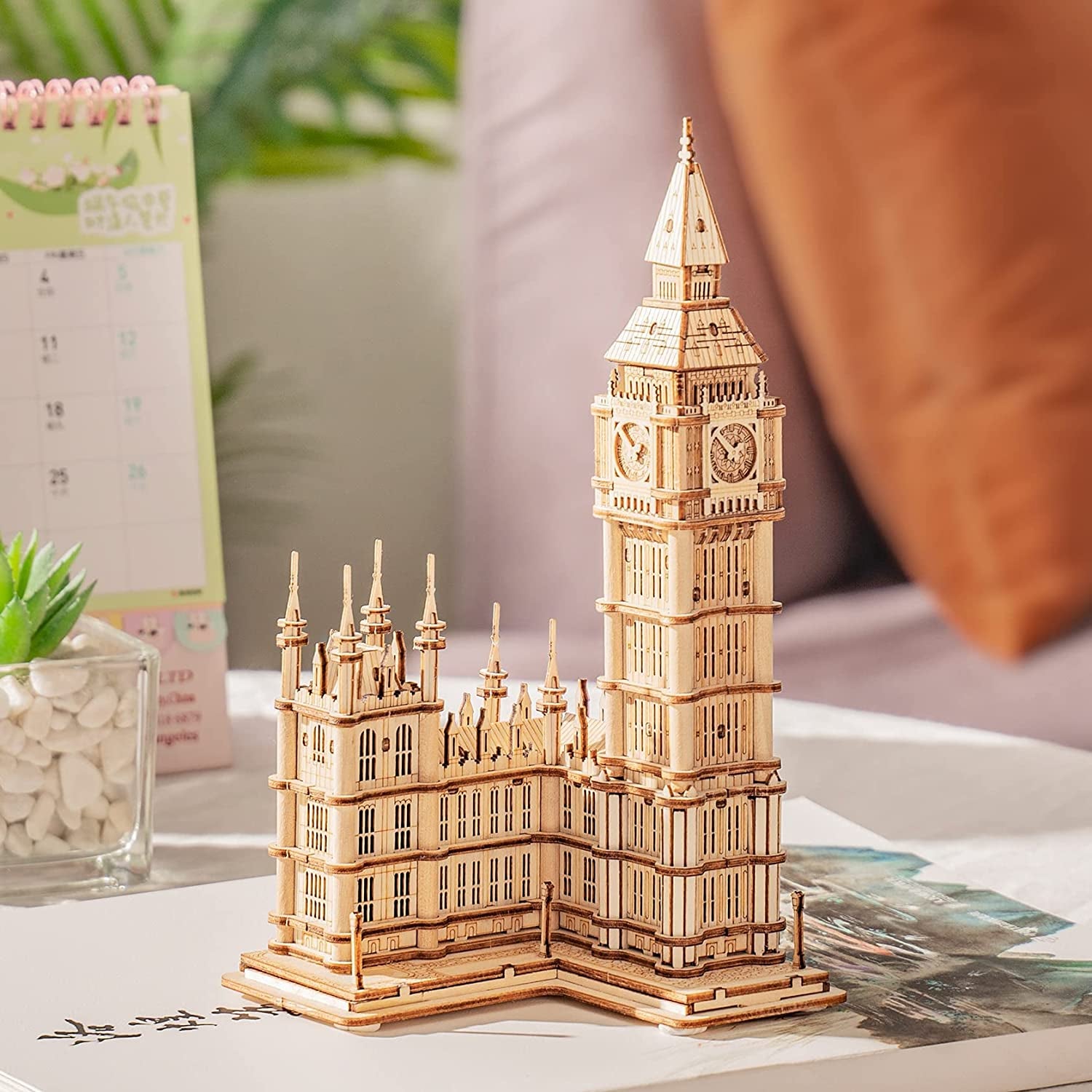 3D Puzzle for Adults Wooden Craft Kits for Teens DIY Construction Model Kit with LED Light to Build Educational Big Ben Set Toys