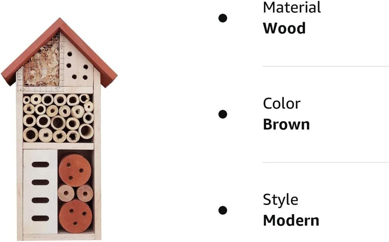 Wooden Insect House, Hanging Insect Hotel for Bee, Butterfly, Ladybirds, Beneficial Insect Habitat, Bug Hotel Garden, 10.4 X 3.4 X 5.4 Inch
