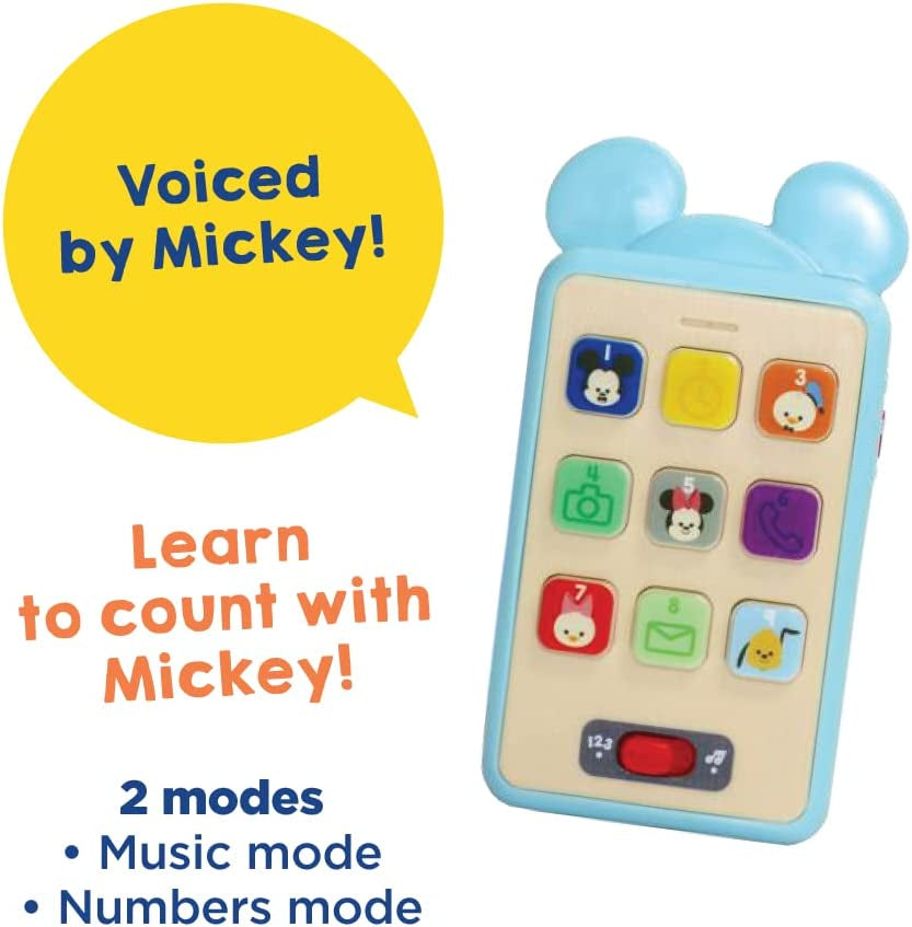 Disney Hooyay Mickey Mouse Cell Phone with Lights and Sounds for Learning Numbers and Shapes Voiced by Mickey,Multi,20711