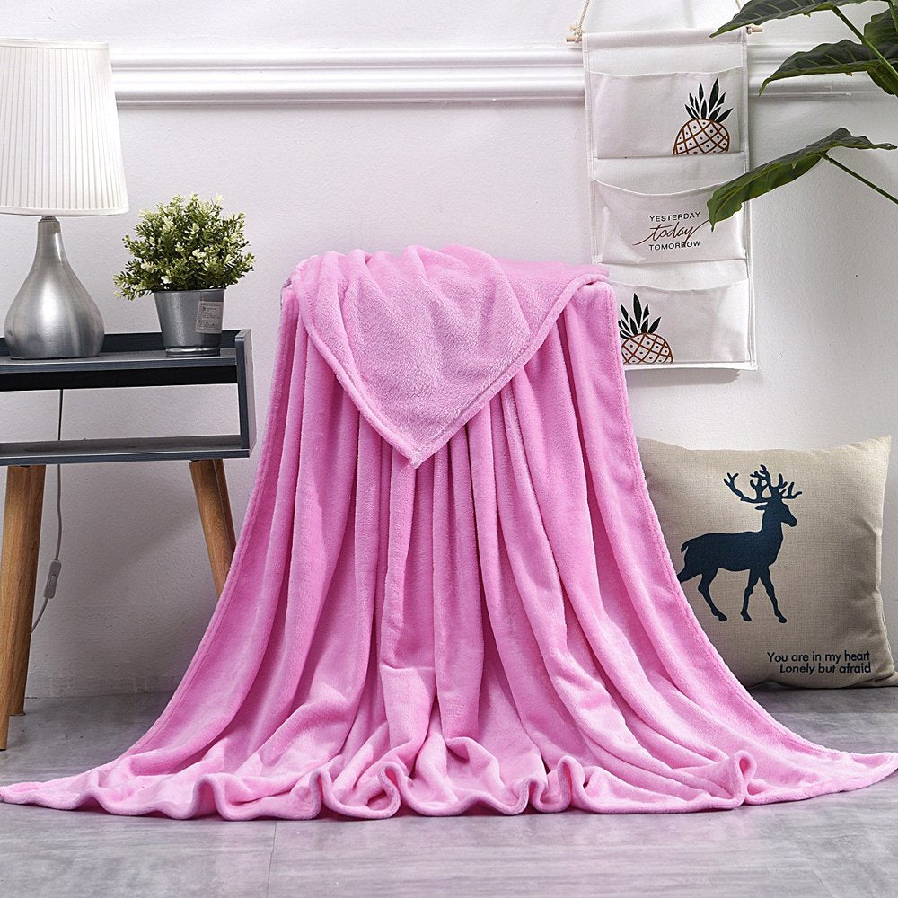  Super Soft Warm Solid Warm Micro Plush Fleece Blanket Throw Rug Sofa Bedding on Clearance