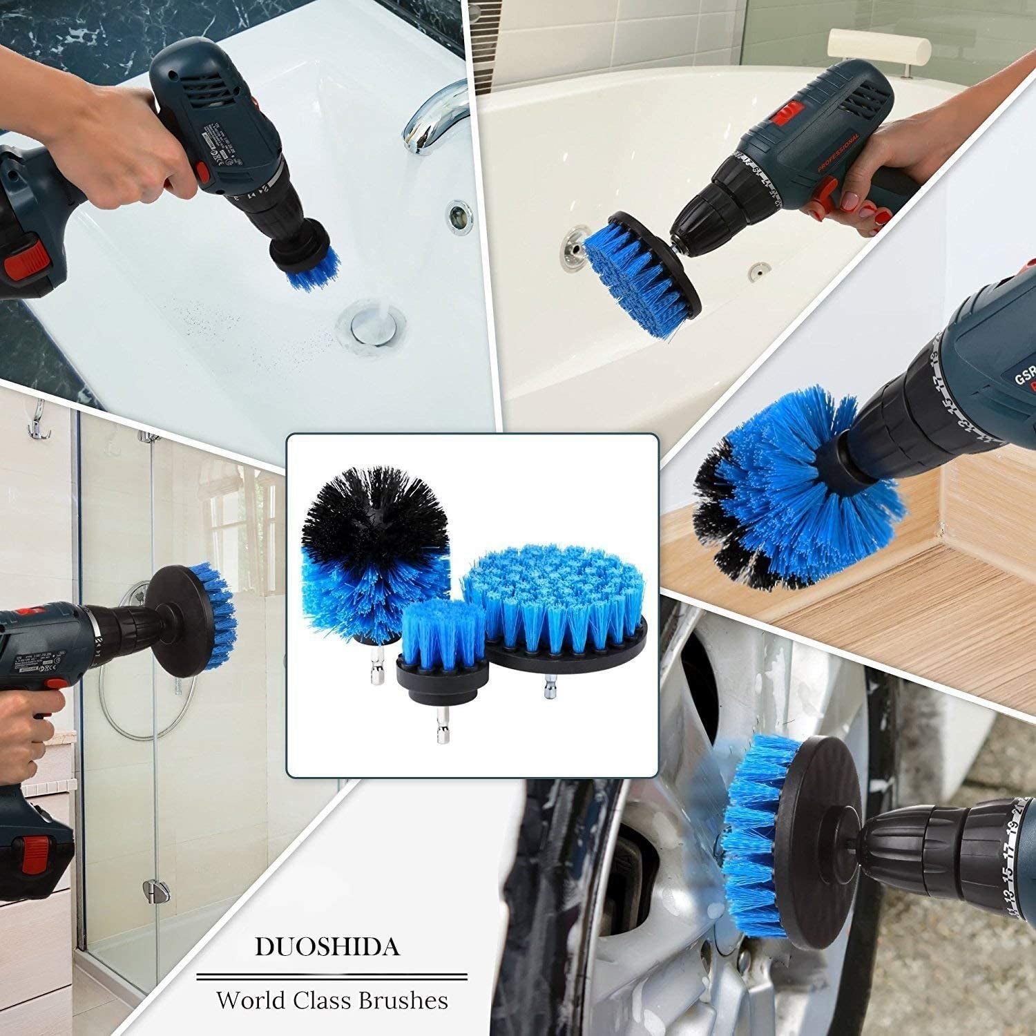 Drill Brush Power Scrubber Cleaning Set, 15 Piece Cleaner Scrubbing Brushes Attachments for Home Kitchen, Bathroom Surface, Carpet, Grout, Tile, Tub, Shower, Kitchen, Auto, Indoor