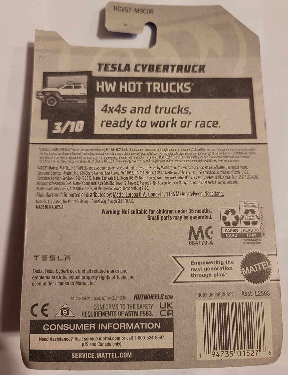 Hot Wheels 2022 Tesla Cybertruck 49/250 HW Hot Trucks
