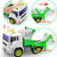 Garbage Truck Toys, 2 in 1 Friction-Powered Trash Truck Toys with Light and Sound, Back Dump Garbage Recycle Truck Toy Set with 4 Trash Cans, Playmobile Toy for Kids