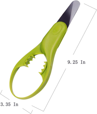 Avocado Slicer,Avocado Tool 3In1 Avocado Slicer Kamizen Stainless Steel Safety Blade for Avocado and Multifunction Fruit Cutter,Green-Slicer 9.2"X3.3"X0.8" Men,Women and Children(1-Pack)