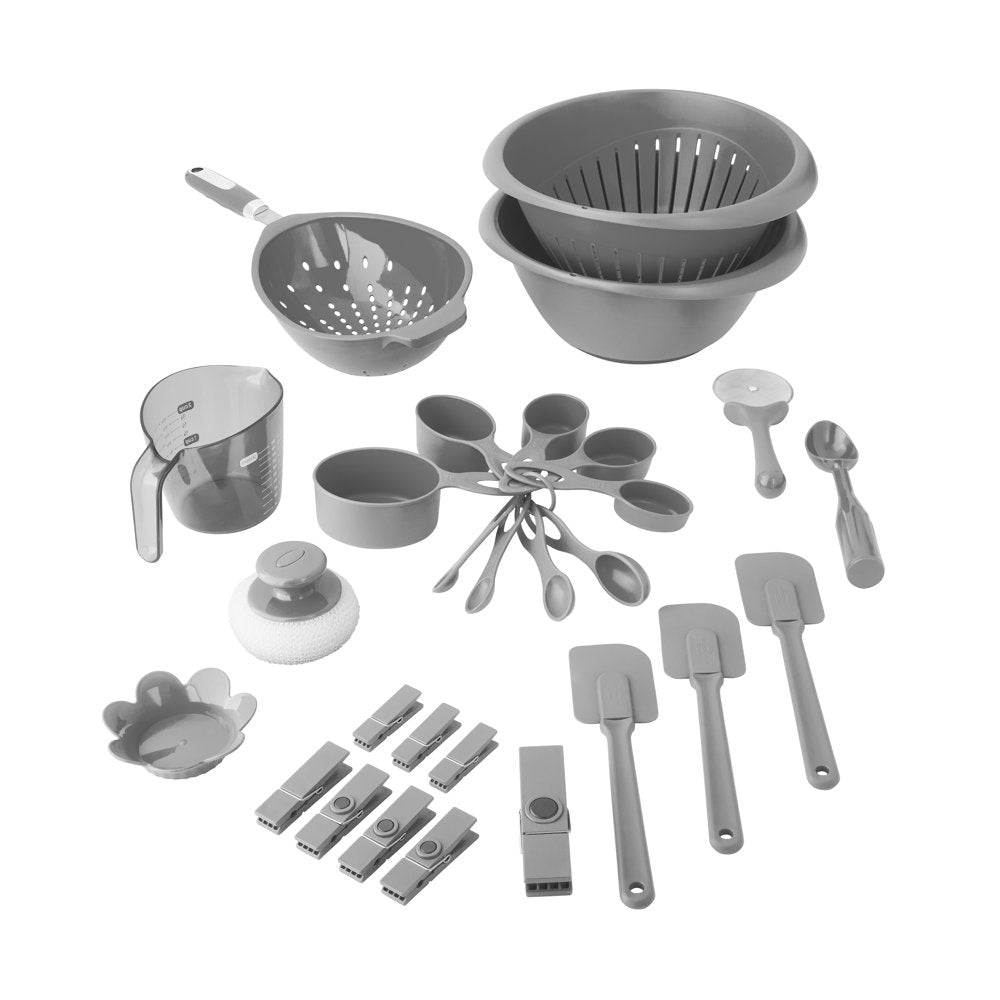 28-Piece Plastic Kitchen Tools and Gadgets Set, Gray