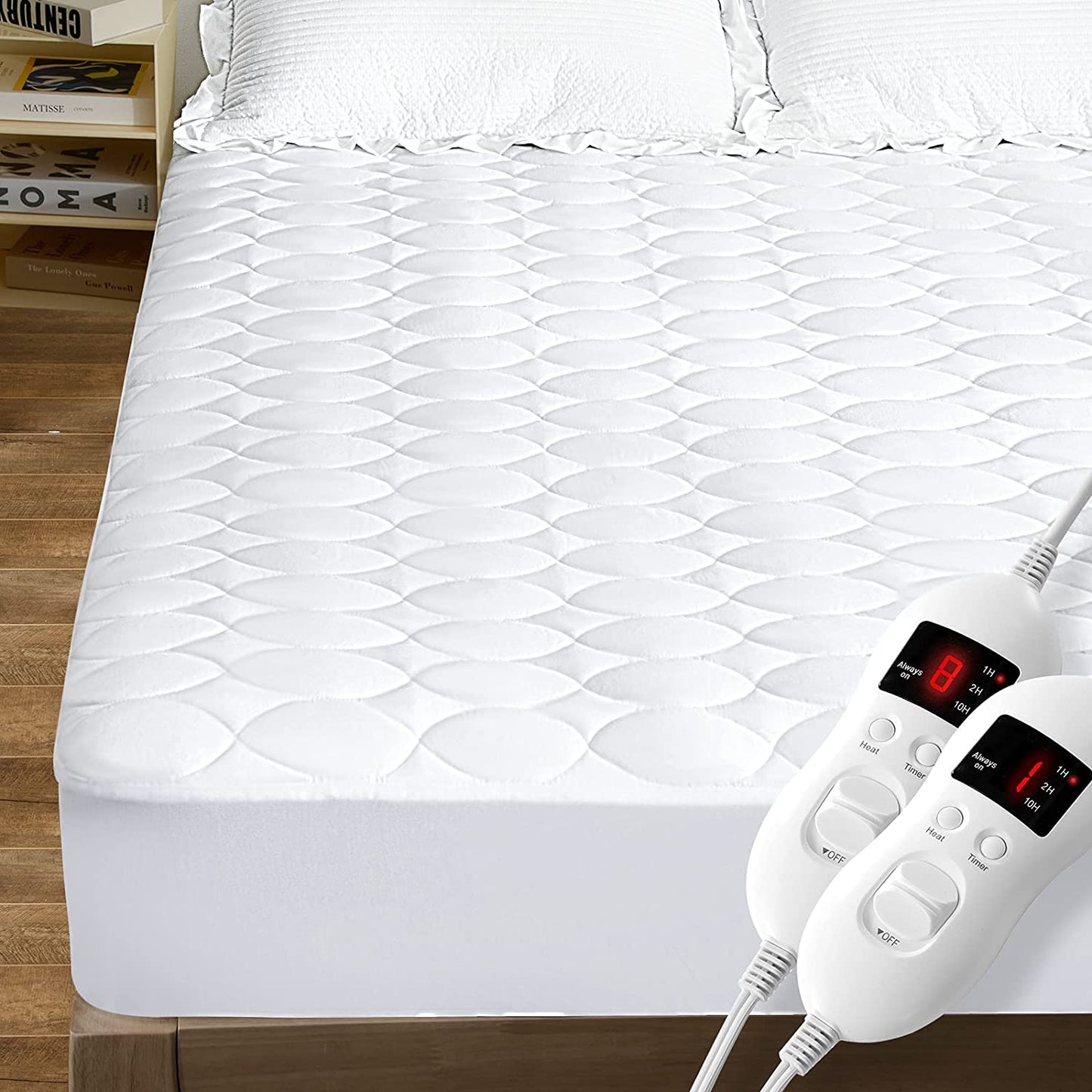 Heated Mattress Pad Queen Water-Resistant Electric Mattress Pad Bed Topper Stretches up 8-21" Deep Pocket