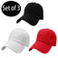 Set of 3 Adjustable One Size Fits All Solid Plain Baseball Hat