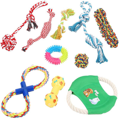 10 Pack Dog Rope Toys  Chew Teething Cotton Rope Ball Durable Toys