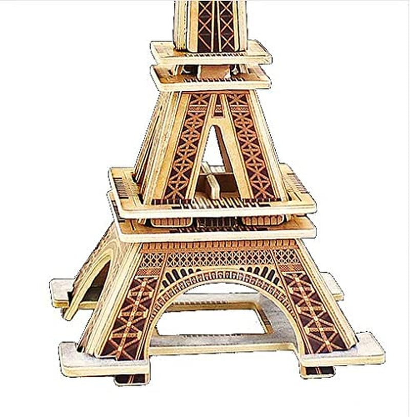 Hands Craft DIY 3D Wooden Puzzle – Eiffel Tower Famous Architecture Building Assembly Model Kit Brain Teaser Puzzles Educational STEM Toy Adults and Teens to Build Safe and Non-Toxic Wood