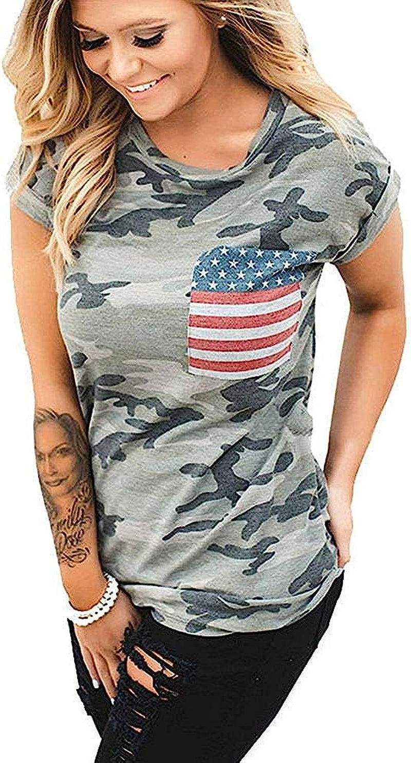 Womens Patriotic American Flag Print Summer Sexy Sleeveless T-Shirts Tank Top