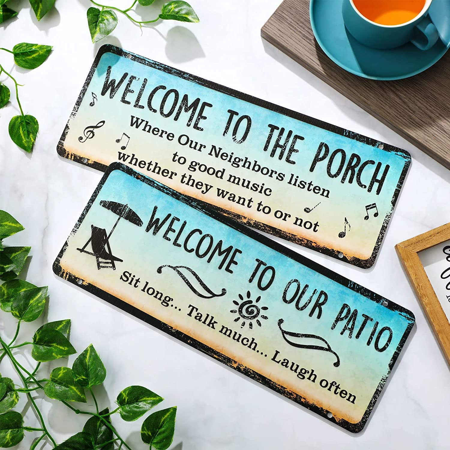 2 Pcs Welcome to Our Patio Sign 