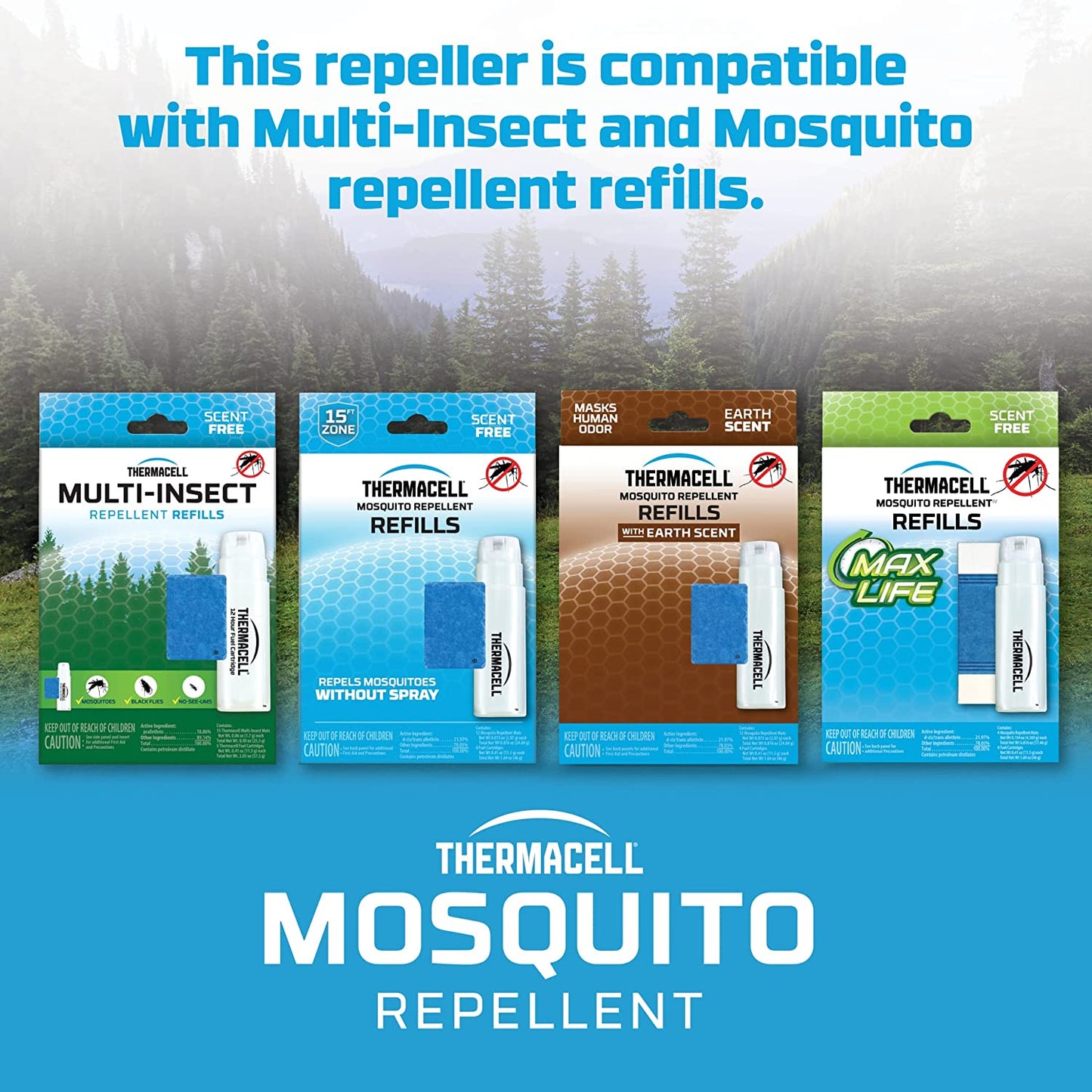 Thermacell MR300 Portable Mosquito Repeller, Green; Effective Mosquito Repellent; Includes 12 Hours of Refills; No Spray, No DEET, No Open Flame; Scent-Free Bug Spray Alternative