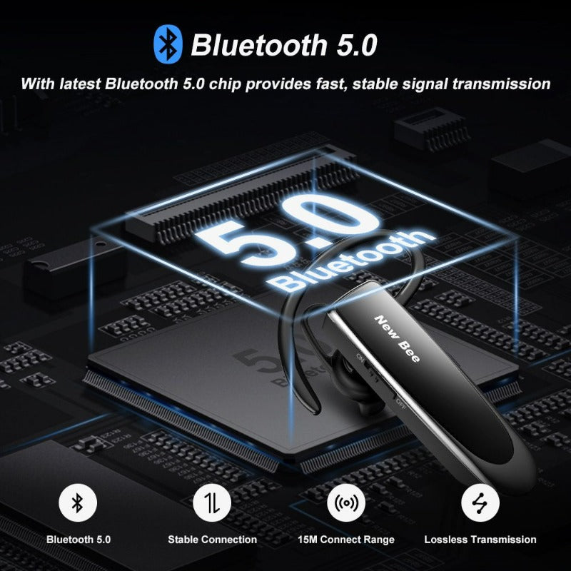  Bluetooth Headset for Iphone Android Samsung Cellphone Wireless Earpiece with 24H Call Time