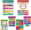 Educational Charts & Posters for Toddler Learning ,Home Schooling Materials Pre-k,Preschool Homeschool Supplies,Classroom Posters Elementary-Teach Days of the Week+Moths of the Year+Numbers+Seasons+Opposites+Time (6 Pieces, English Style)