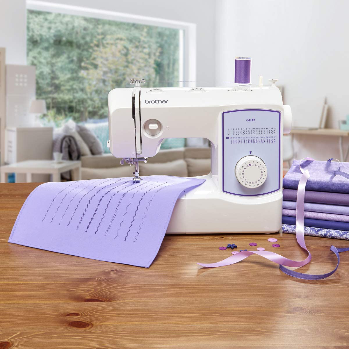 Brother Sewing Machine, GX37, 37 Built-In Stitches, 6 Included Sewing Feet