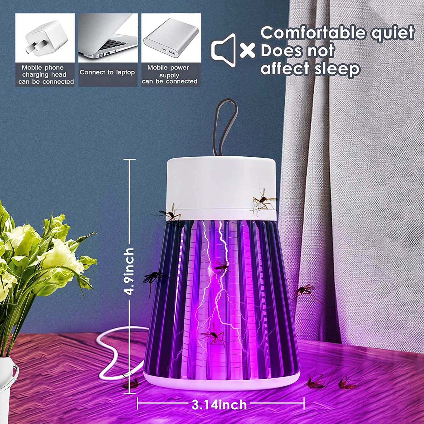 Bug Zapper Hangable Green Electric UV Insect Catcher & Killer for Flies,Fly Trap Lamp Mosquitoes,Gnats & Other Small to Large Flying Pests for Home, Kitchen,Garden,Patio,Camping & More(with Free Plug