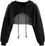 SweatyRocks Women's Casual Solid Cut Out Front Long Sleeve Pullover Crop Top Sweatshirt