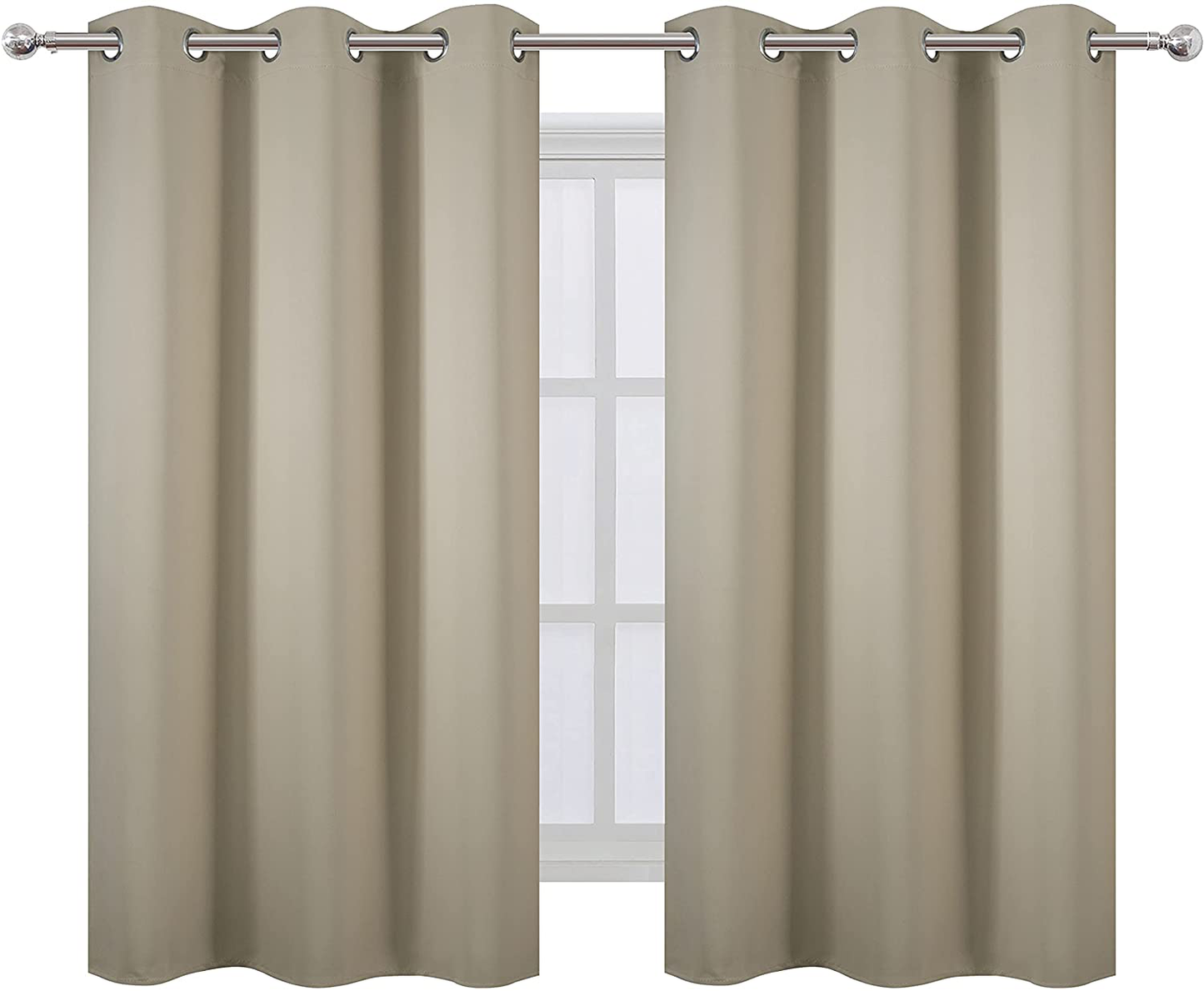 LEMOMO Black Blackout Curtains 52 x 63 Inch Length/Set of 2 Curtain Panels/Thermal Insulated Room Darkening Curtains for Bedroom and Living Room