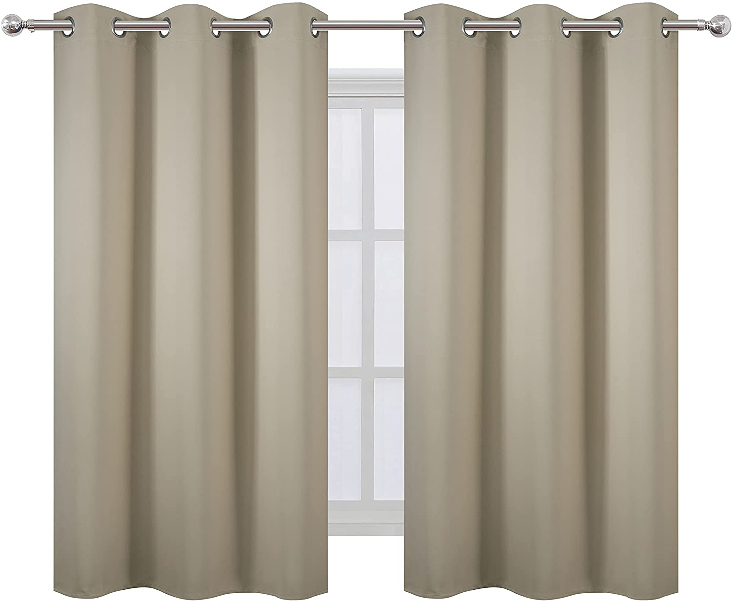 LEMOMO Black Blackout Curtains 52 x 63 Inch Length/Set of 2 Curtain Panels/Thermal Insulated Room Darkening Curtains for Bedroom and Living Room