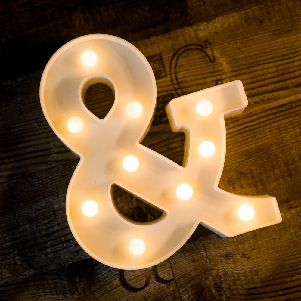 Foaky LED Letter Lights Sign Light Up Letters Sign for Night Light Wedding/Birthday Party Battery Powered Christmas Lamp Home Bar Decoration(R)