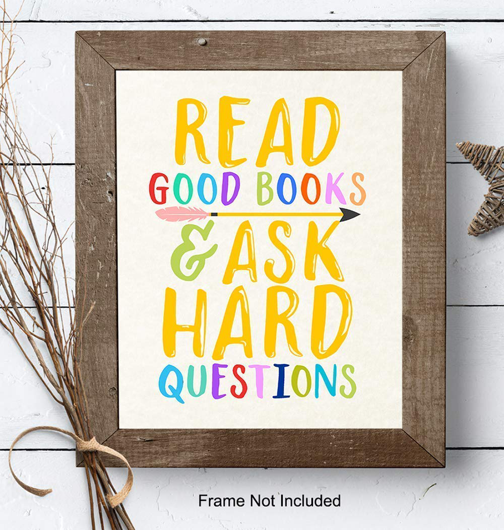 Kids Reading and Learning Wall Art Posters Print Set, Unique Motivational Decor for Kids Bedroom, Toddler and Child Room, Home School Classroom, Library - Gift for Teachers, Moms, Dads, 8x10 Photos