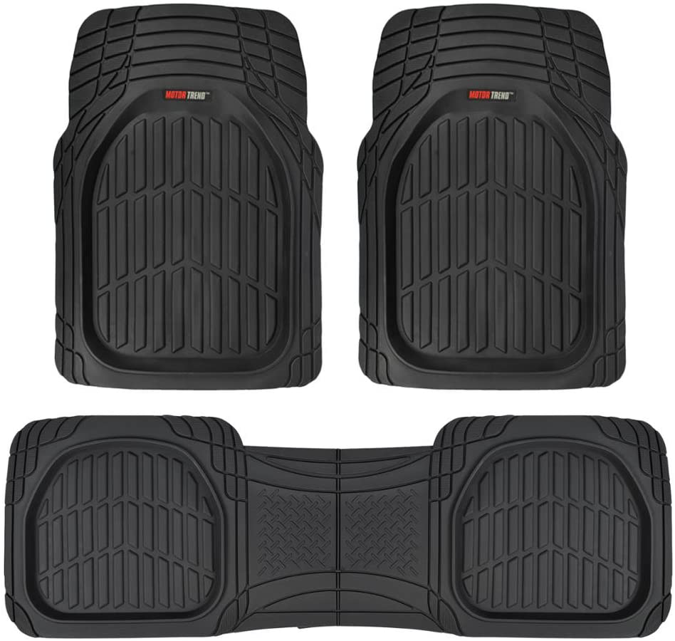 Motor Trend FlexTough Contour Liners-Deep Dish Heavy Duty Rubber Floor Mats for Car SUV Truck & Van-All Weather Protection, Universal Trim to Fit