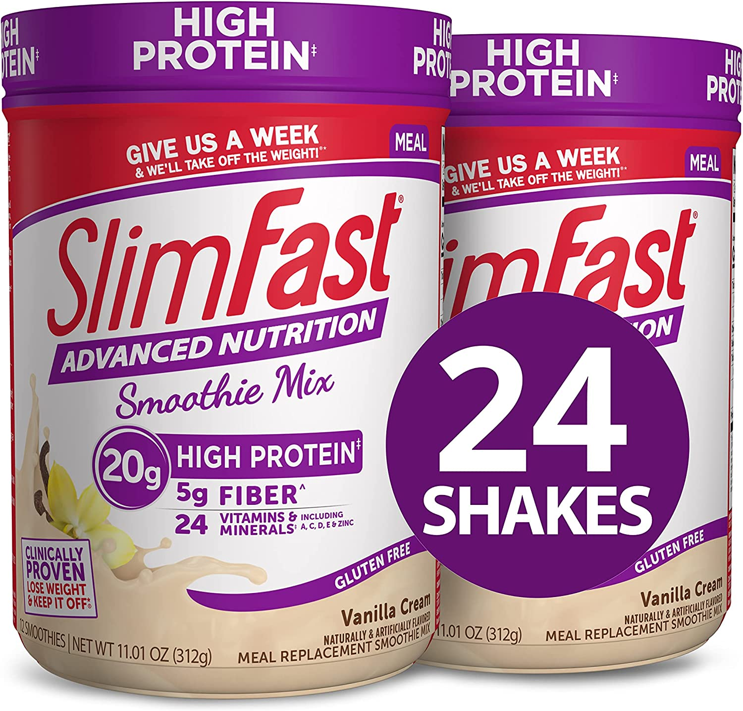 Slimfast Advanced Nutrition High Protein Meal Replacement Shake, Vanilla Cream, 20G of Ready to Drink Protein, 11 Fl. Oz Bottle, 4 Count (Pack of 3)